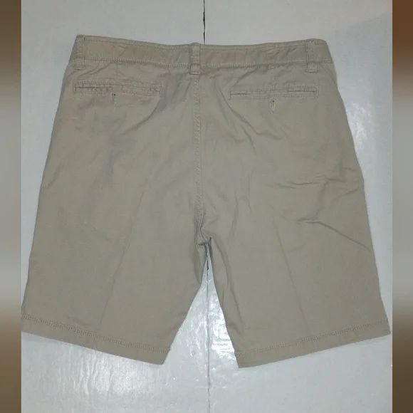 Men's Beige Flat Front Shorts - Picture 4 of 6